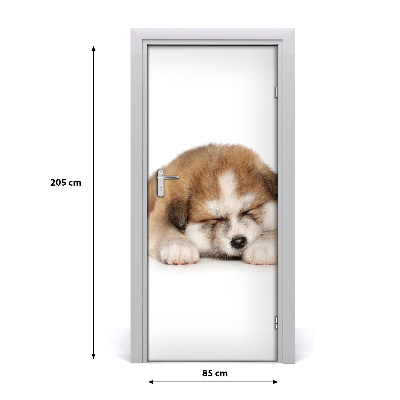 Self-adhesive door sticker Akita puppy