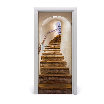 Self-adhesive door wallpaper Stairs in the castle