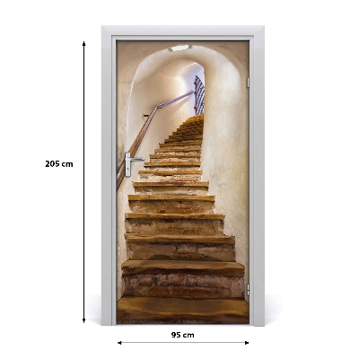 Self-adhesive door wallpaper Stairs in the castle