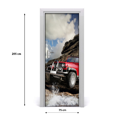 Self-adhesive door wallpaper Off-road car