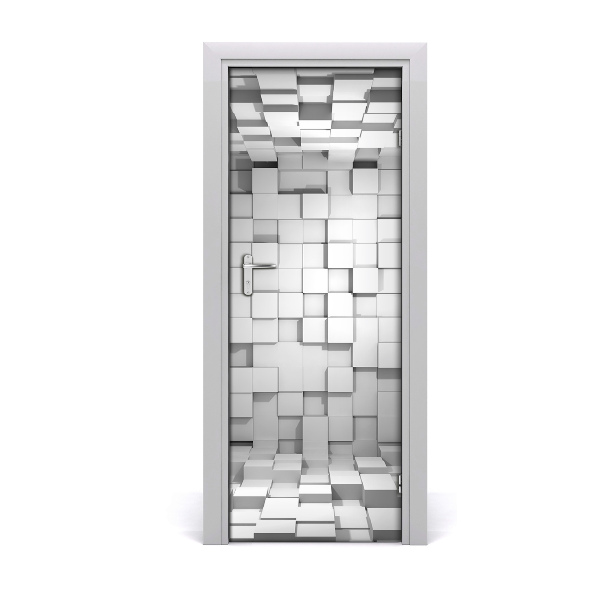 Self-adhesive door sticker The wall of cubes