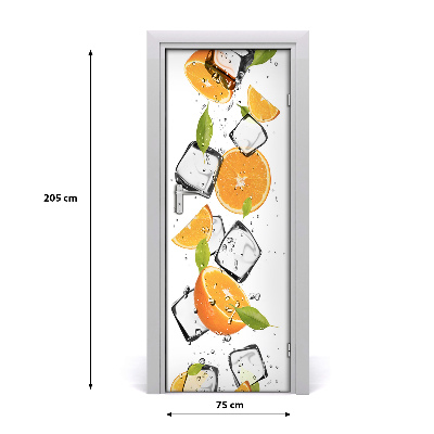 Self-adhesive door sticker Oranges and ice