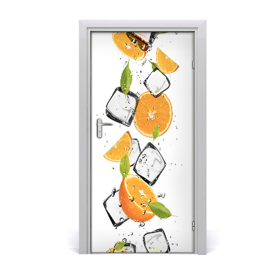 Self-adhesive door sticker Oranges and ice