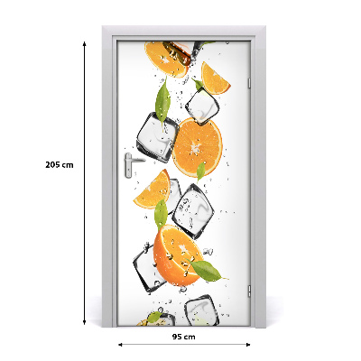 Self-adhesive door sticker Oranges and ice