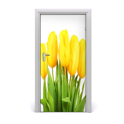 Self-adhesive door sticker Yellow tulips