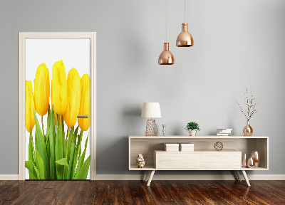 Self-adhesive door sticker Yellow tulips