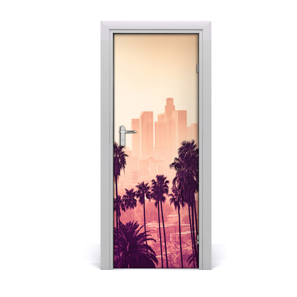 Self-adhesive door wallpaper Los angeles city