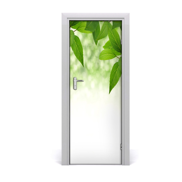 Self-adhesive door sticker Green leaves