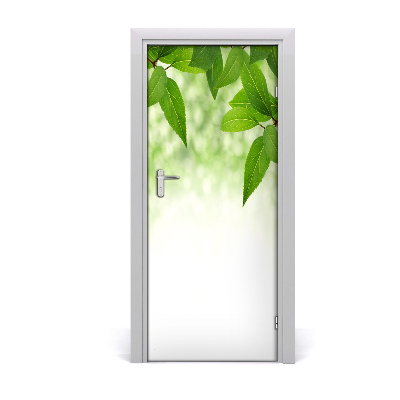 Self-adhesive door sticker Green leaves