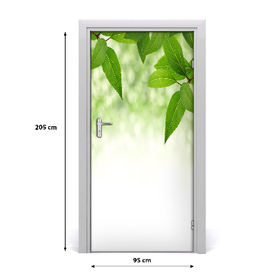 Self-adhesive door sticker Green leaves