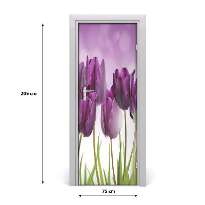 Self-adhesive door sticker Purple tulips