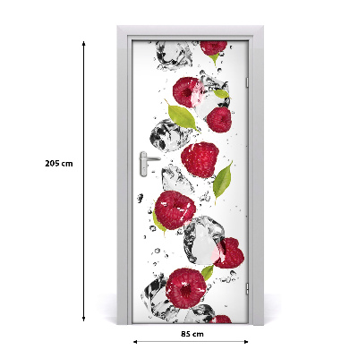 Self-adhesive door sticker Raspberry and water