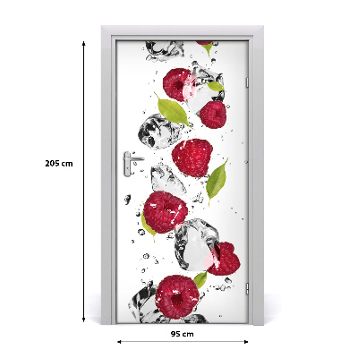 Self-adhesive door sticker Raspberry and water