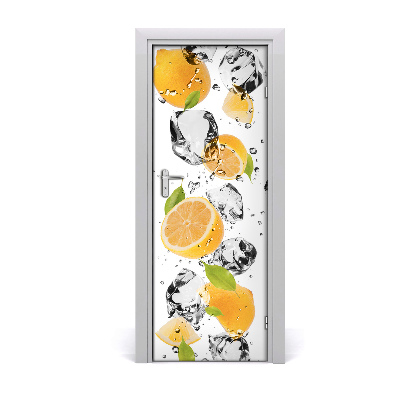 Self-adhesive door sticker Lemons and water