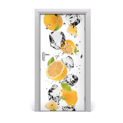 Self-adhesive door sticker Lemons and water