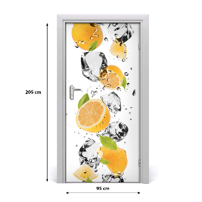 Self-adhesive door sticker Lemons and water