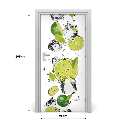 Self-adhesive door sticker Lime and water