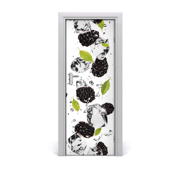 Self-adhesive door sticker Blackberries and water