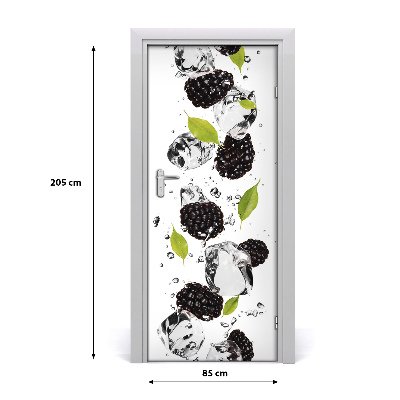 Self-adhesive door sticker Blackberries and water