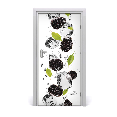 Self-adhesive door sticker Blackberries and water