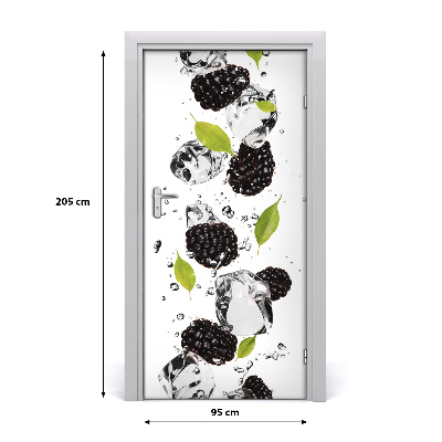 Self-adhesive door sticker Blackberries and water