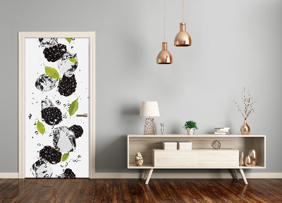 Self-adhesive door sticker Blackberries and water