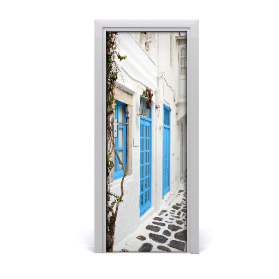 Self-adhesive door wallpaper Greek streets