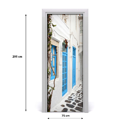 Self-adhesive door wallpaper Greek streets