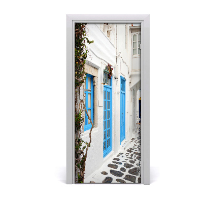 Self-adhesive door wallpaper Greek streets