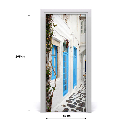 Self-adhesive door wallpaper Greek streets