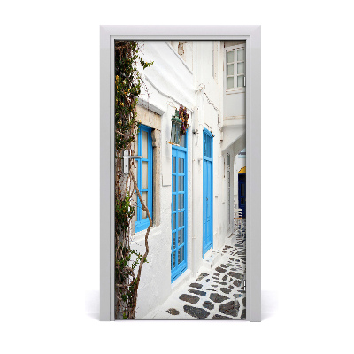 Self-adhesive door wallpaper Greek streets