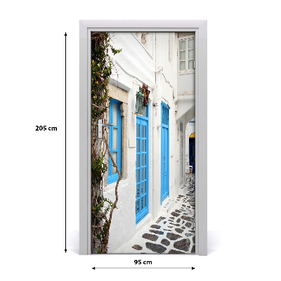 Self-adhesive door wallpaper Greek streets