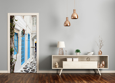 Self-adhesive door wallpaper Greek streets