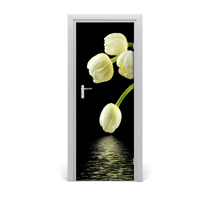 Self-adhesive door sticker White tulips