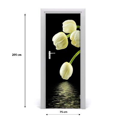 Self-adhesive door sticker White tulips