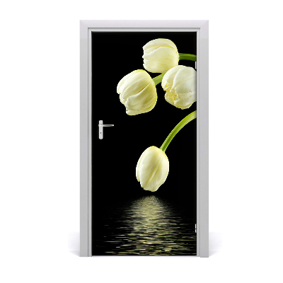 Self-adhesive door sticker White tulips