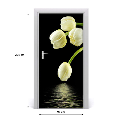 Self-adhesive door sticker White tulips