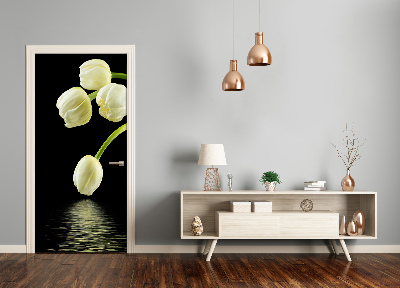 Self-adhesive door sticker White tulips