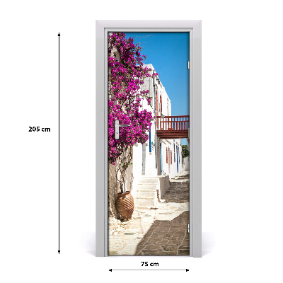 Self-adhesive door wallpaper Greek streets