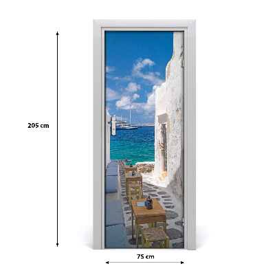 Self-adhesive door wallpaper Greek streets