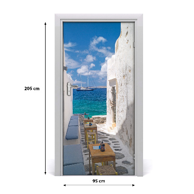 Self-adhesive door wallpaper Greek streets