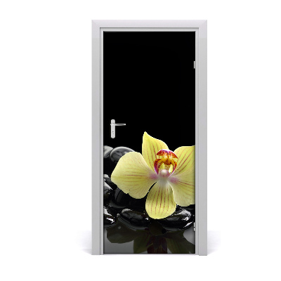 Self-adhesive door sticker Orchid and stones