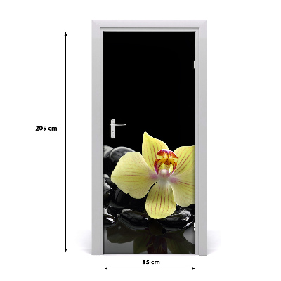 Self-adhesive door sticker Orchid and stones