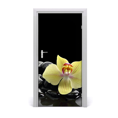 Self-adhesive door sticker Orchid and stones