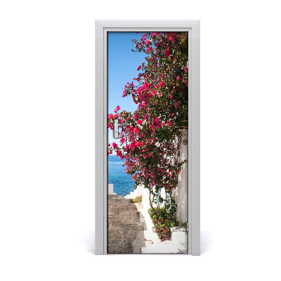 Self-adhesive door wallpaper Greek streets