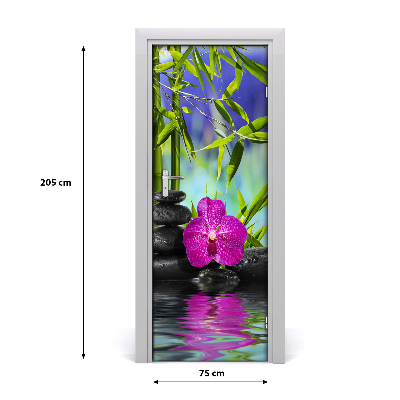 Self-adhesive door sticker Orchid and bamboo