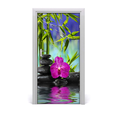 Self-adhesive door sticker Orchid and bamboo