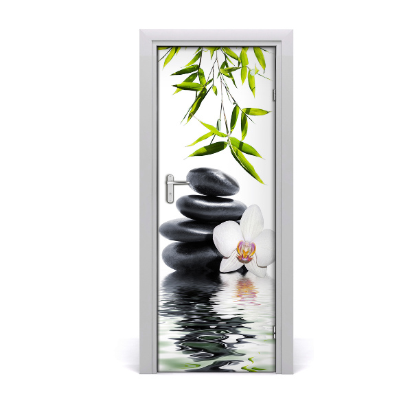 Self-adhesive door sticker Orchid and stones