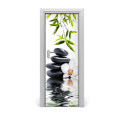 Self-adhesive door sticker Orchid and stones