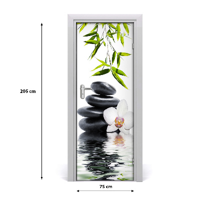 Self-adhesive door sticker Orchid and stones